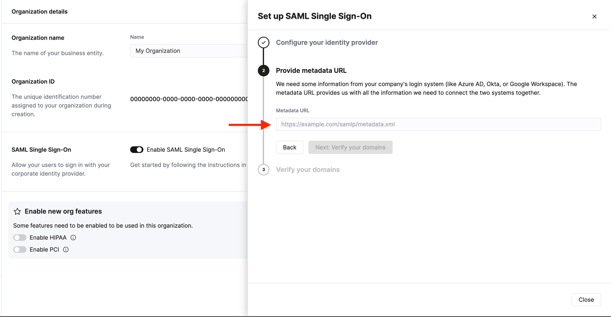 Add metadata URL