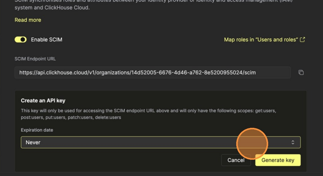 Generate a new SCIM API key
