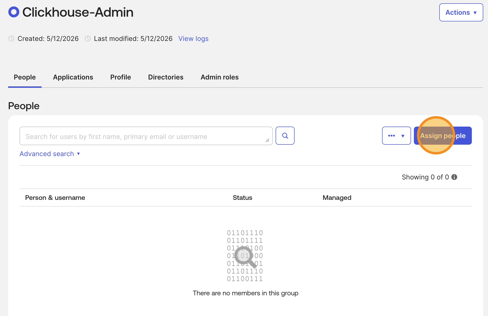 Click Assign people to the group