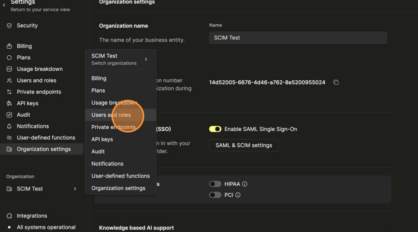Verify user synchronization in Users and roles
